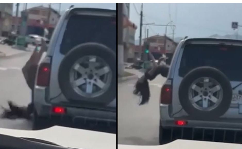 Vajza bie me kokë nga dritarja e makinës teksa po vallëzonte.. (VIDEO)