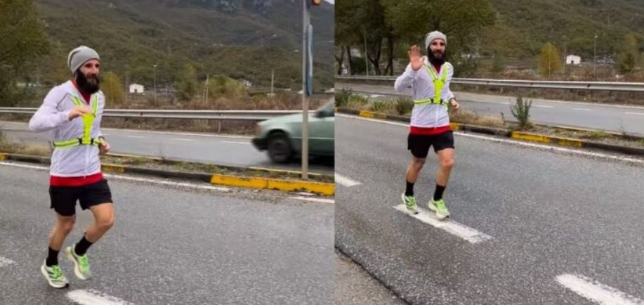 U nis dje nga Prishtina duke vrapuar, atleti Erzen Zyberaj gati të arrijë në Tiranë..