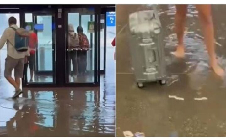 Tërbohet moti në Itali! Aeroporti mbushet me ujë..(VIDEO)