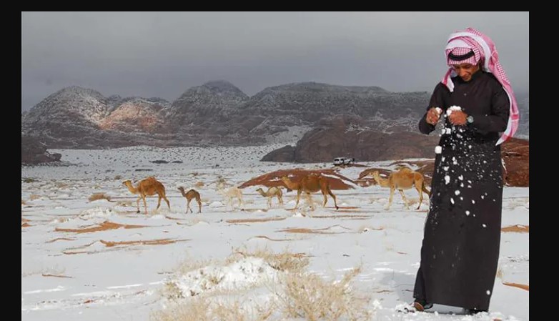 Bie borë në Arabinë Saudite..! (FOTO)