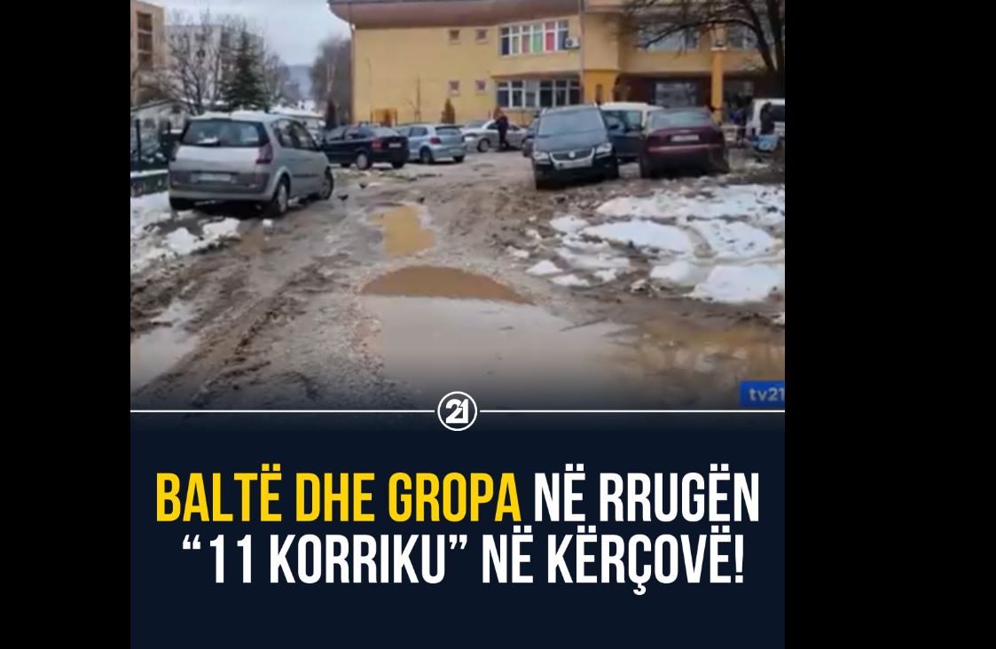 Baltë dhe gropa në rrugën “11 korriku” në Kërçovë..!? (VIDEO)