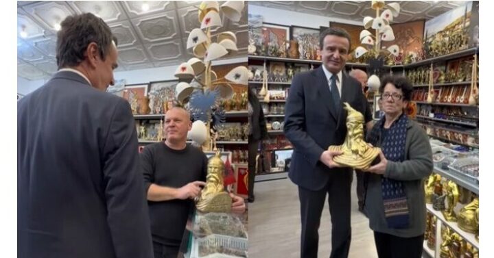 Pronari i cili ishte arrestuar për skulpturën e Skënderbeut vizitohet nga Kurti..(VIDEO)