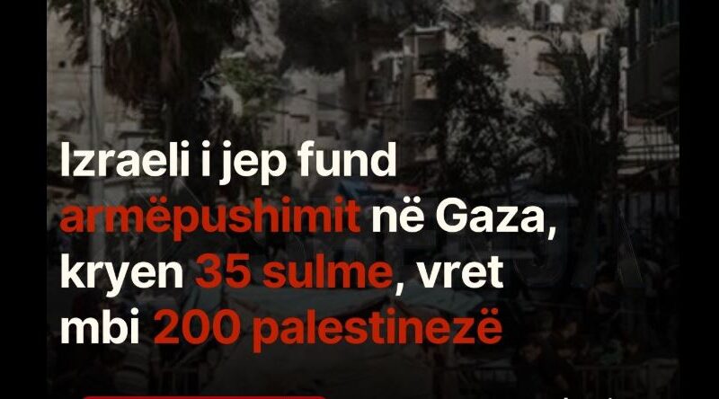 Izraeli i jep fund armëpushimit në Gaza, kryen 35 sulme, vret mbi 200 palestinezë..!?