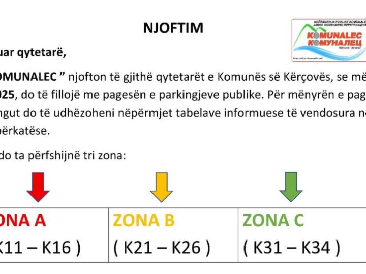 Kërçovë: Duke filluar nga e hëna, tarifat e parkimit do të fillojnë në tre zona..!?