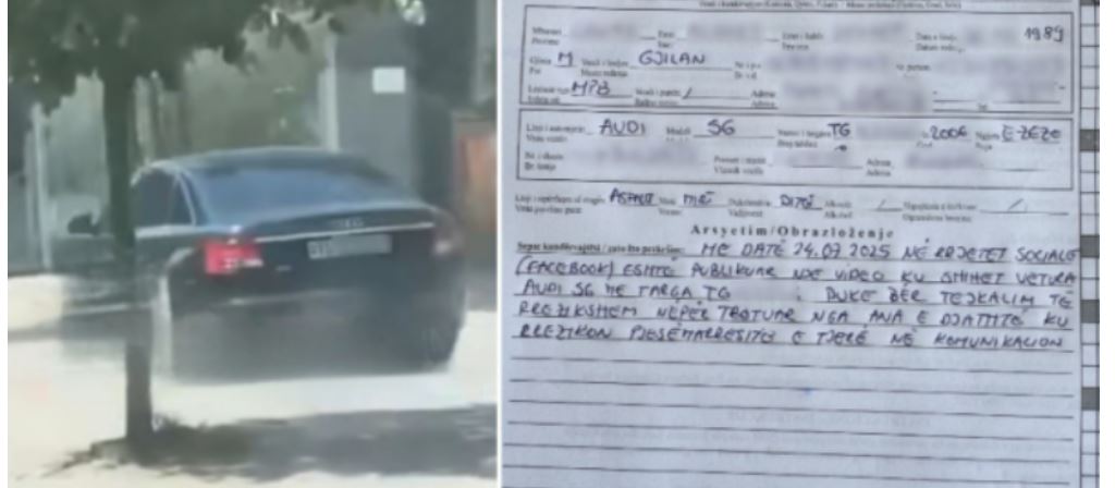 Vetura Audi me autotarga zvicerane futet me shpejtësi në trotuar !?