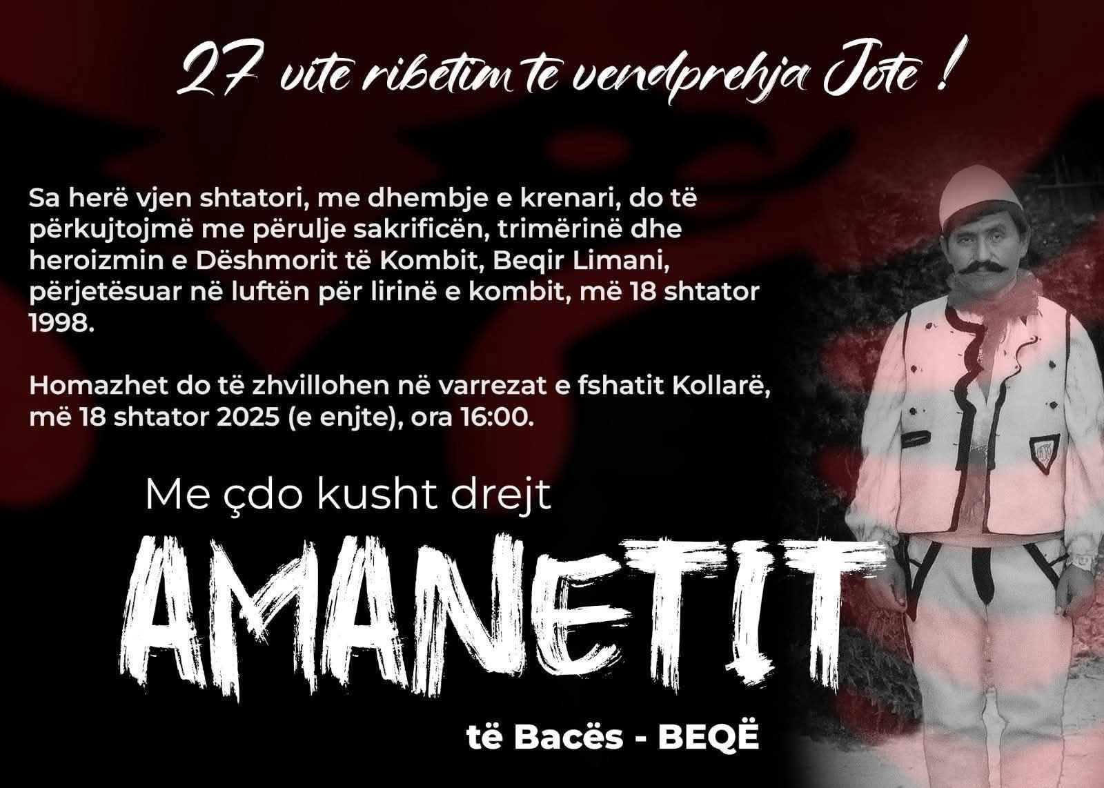 Tv Gurra : Homazhe në 27-vjetorin e rënies heroike të Bacës Beqe