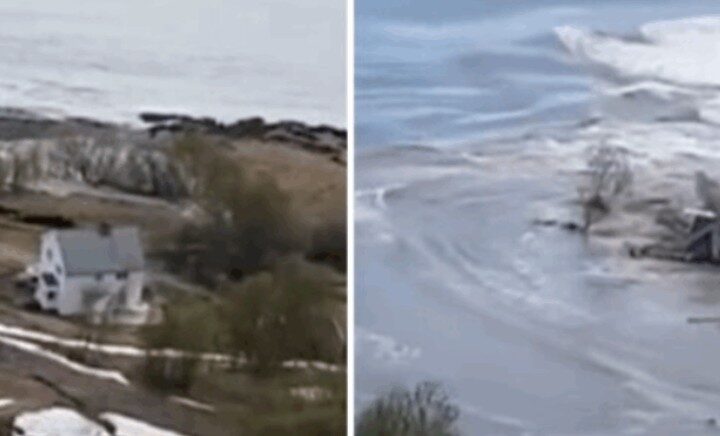 Pamje dramatike nga Norvegjia! Disa shtëpi përpihen nga deti ! (VIDEO)