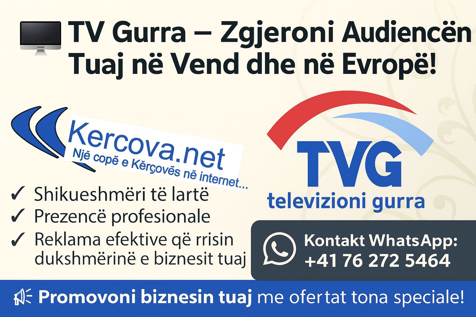 TV Gurra – Zgjeroni Audiencën Tuaj në Vend dhe në Evropë!