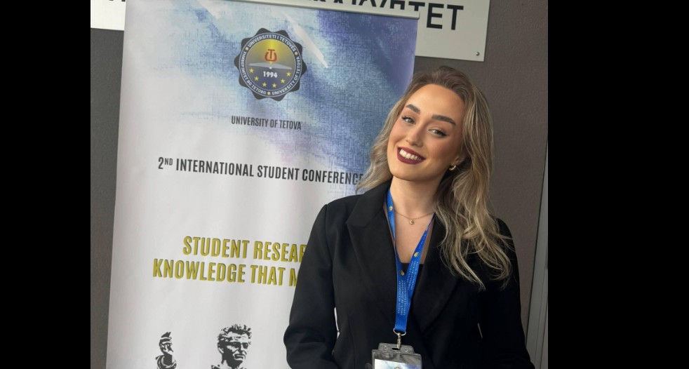 Tv Gurra: Studentja kërçovare Rezelinda Dauti prezanton në Universitetin e Tetovës