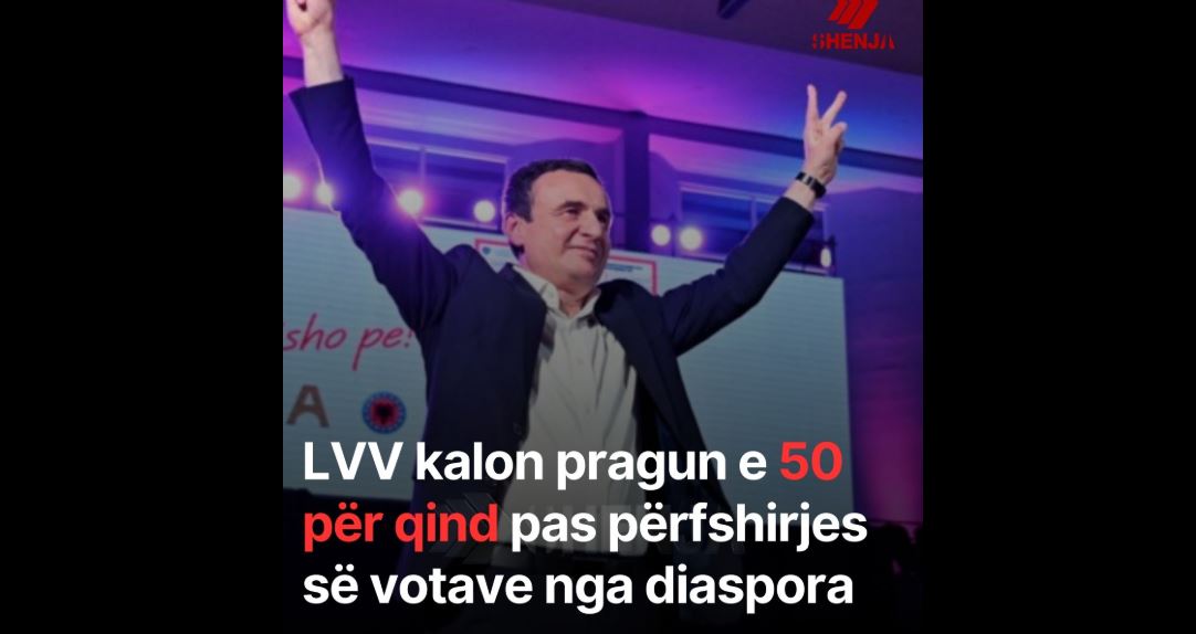 Urime: LVV kalon pragun e 50 për qind pas përfshirjes së votave nga diaspora
