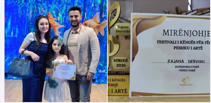 Urime: Rajana Dervishi fiton vendin e parë në festivalin ndërkombëtar “Peshku i Artë – Strugë”