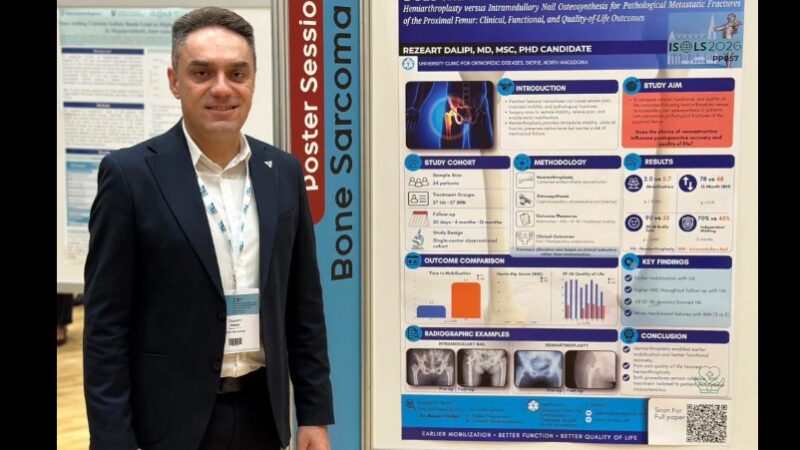 Kërçovari Dr. Rezeart Dalipi prezanton kërkimin e tij në një forum ndërkombëtar të ortopedisë në Vjenë