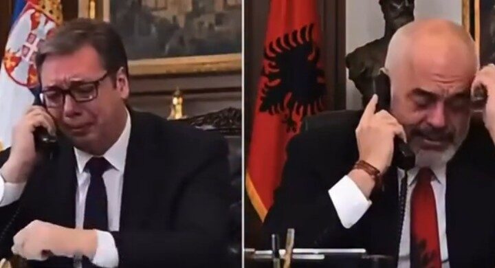 Edi Rama duke qarë në telefon me Vuçiqin ! (VIDEO)