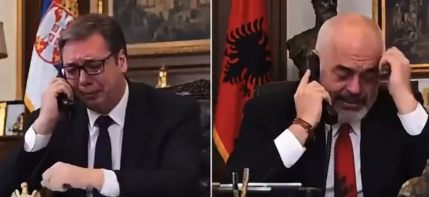 Edi Rama duke qarë në telefon me Vuçiqin ! (VIDEO)
